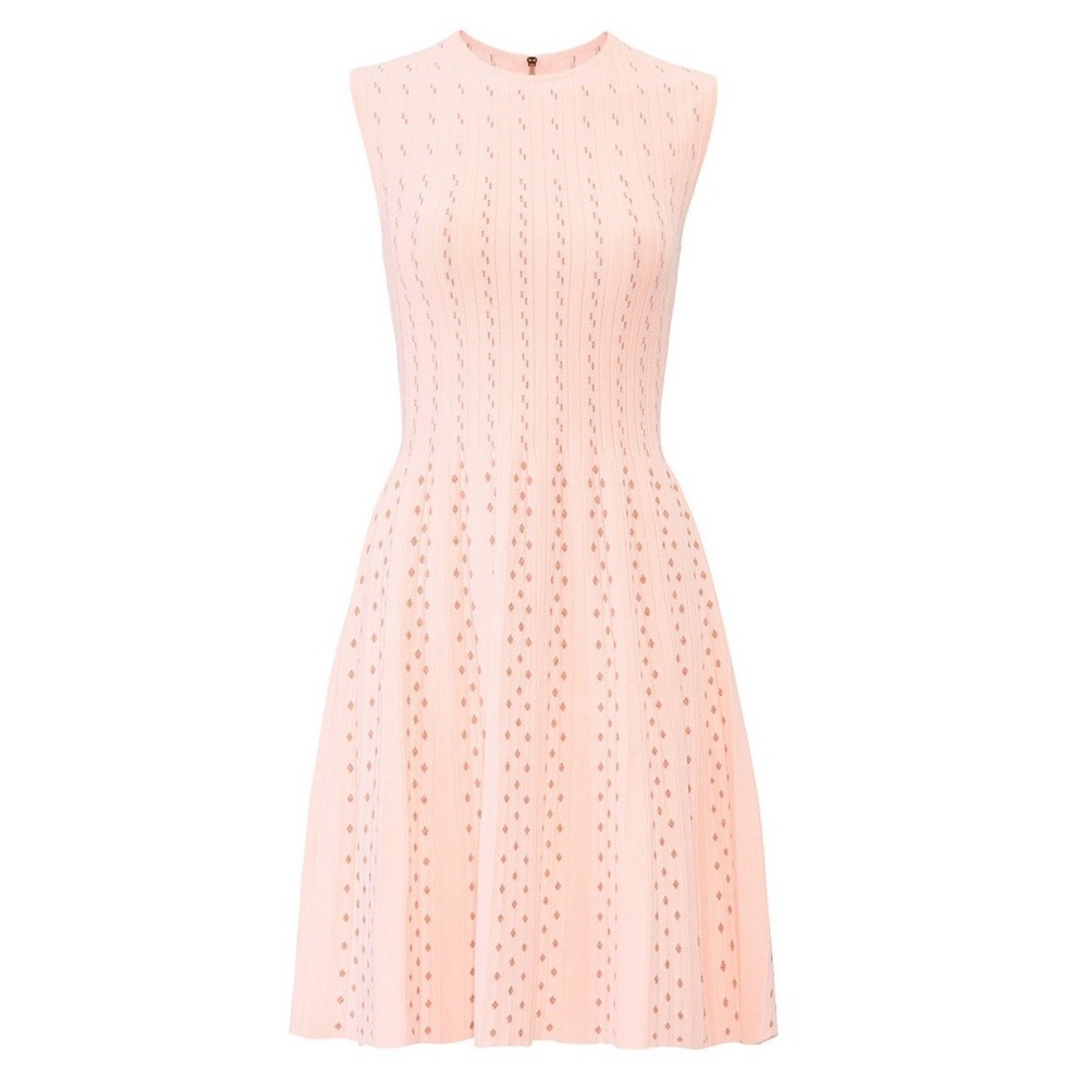 NWT Ted Baker Vellia Knit Skater Dress 5 Ballet Pink Rose Gold Interview Brunch - Picture 2 of 15